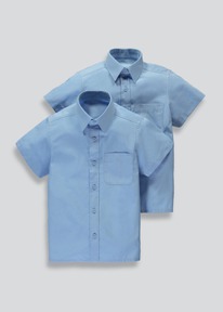Matalan ������� 2 ��. /Boys 2 Pack Short Sleeve School Shirts (4-16yrs) Blue ���