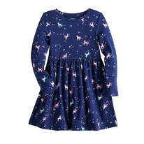kohls Toddler Boy Jumping Beans Long Sleeve Skater Dress UNICORN NAVY