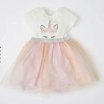 DeFacto Kz Bebek Regular Fit Bisiklet Yaka Ksa Kollu Elbise