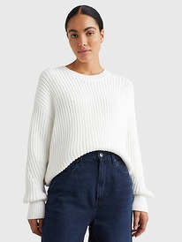 TH SIDE-BUTTON CREWNECK SWEATER Ecru