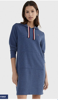 TH SIGNATURE LOGO MIDI HOODIE DRESS Denim Heather