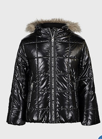 TH BIG KIDS HIGH SHINE FUR-LINED PUFFER Black