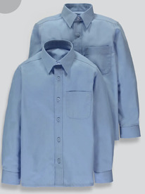 Matalan Boys 2 Pack Blue School Shirts (4-16yrs) ���