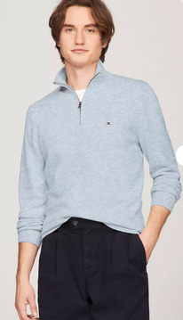 TomH Flag Logo Quarter-Zip Sweater ColorBlue Heather