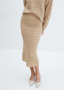 mangooutlet Strickrock mit Lochmuster Hellgrau/Pastellgrau