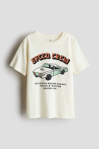 hm T-Shirt mit Print Hellgelb/Speed Crew