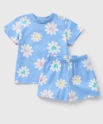 Matalan Girls Blue Daisy Pyjama Set (1-13yrs)