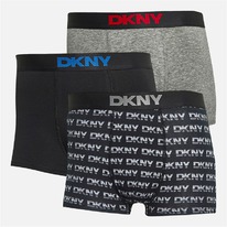 Mandmdirect DKNY Mens Mens Rogers Three Pack Trunks Black/Grey Print