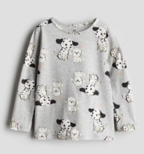 HM Printed jersey top Light grey marl/Dogs