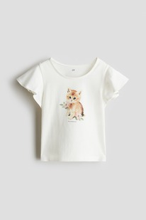 hm Baumwollshirt mit Volantrmeln