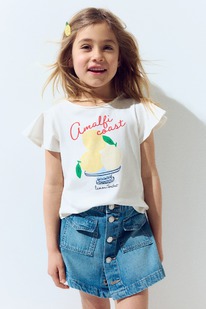 hm Baumwollshirt mit Volantrmeln