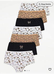 ASDA Bow Leopard Print Shorts 7 Pack