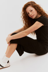 �� 2-piece ribbed top and skirt set Black