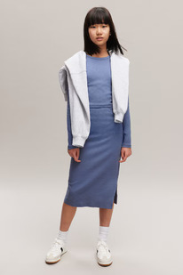 �� 2-piece ribbed top and skirt set Blue