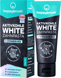 dm happybrush Zahnpasta Aktivkohle White mit Vit. B12, 75 ml