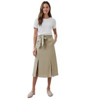 outlet46 romantischer Damen Sommer-Rock mit Bindegürtel aus reinem Leinen M