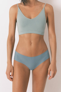 womensecret Klassisch grüner Mikrofaser- Hipster mit Spitze